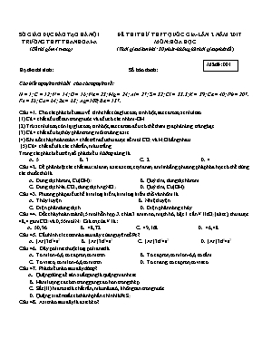 Đề thi thử THPT Quốc gia lần 2 môn Hóa học năm 2017 - Mã đề 001 - Trường THPT Thanh Oai A (Có đáp án)